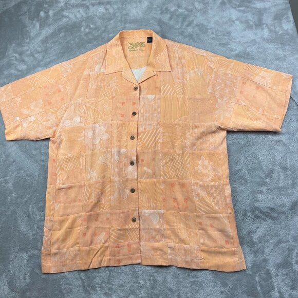 Other - Signature Series 100% Silk Short Sleeve Button Down Shirt Men's Size Large